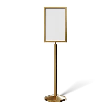 Montour Line Sign Frame Floor Standing 14 x 22 in. V Satin Brass Steel FS200-1422-V-SB